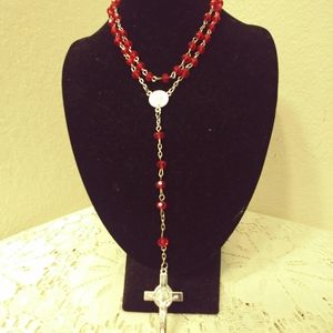 Red Crystal  Rosary Beads